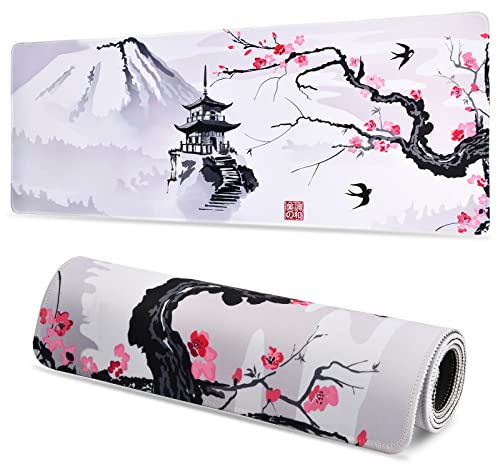Vesaneae 800 x 300 x 3mm Alfombrilla de Ratón Grande, XL Alfombrilla de Ratón Gaming, Mouse Pad Gaming con Base de Goma Antideslizante, Alfombrilla Gaming para PC Ratón y Teclado (White)