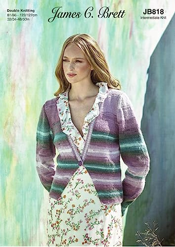 James Brett Womens Double Knit Knitting Pattern Ladies V Neck Cardigan (JB818)