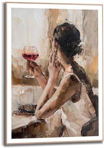 REINDERS Gerahmtes Bild, Glas Wein, Wohnzimmer, Bilder, Wanddeko, Room Decor, MDF, Beige, 70x50cm