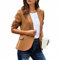 L9WEI Blazer pour femme - Couleur unie - Manches longues - Élégant revers - Blazer fin - Pour le bureau - Pour l'automne, kaki, S