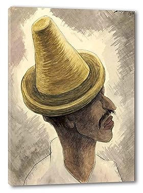 EVANEM Berühmte Diego Rivera Wandbilder Bilder. Moderne Leinwandbilder Mann mit Hut. Berühmte Ölgemälde-Reproduktion für Wohnkultur 50x70cm Eingewickelte Leinwand.