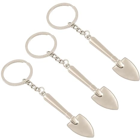 FSSTUD 3 Pcs Metal Shovel Keyrings Mini Pendant Spoon Alloy Decorative Keychains Spade Key Chain Keyfob Bag Charm Pendant