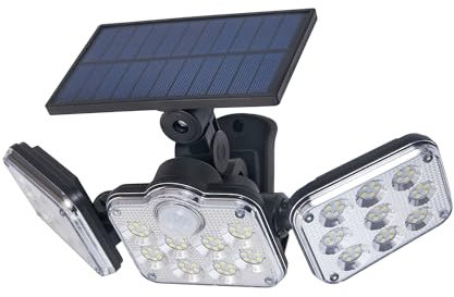LED-Strahler 10W mit Fernbedienung – Solar – Außen – Schwarz – Kaltweiß 6500K – Wasserdicht IP65 – 480 Lm – Abstrahlwinkel 120° – Betriebsdauer ca. 8 h – Ladezeit ca. 6–8 h – 280x146x110 mm