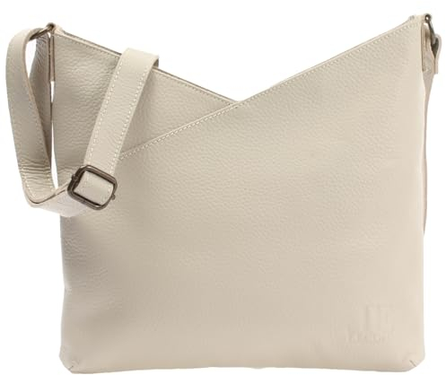 LECONI Schultertasche Damentasche Natur weiche Ledertasche Umhängetasche Handtasche Damen Leder 32x29x3cm creme beige LE0065-sof
