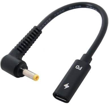 NFHK Type C USB-C Female Input to DC 4.0 * 1.7mm Power PD Charge Cable fit for Laptop 18-20V