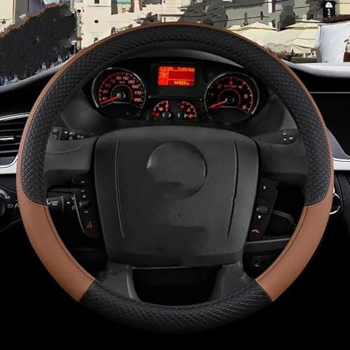 NAUTIG Lenkradschoner Für FIAT Für Ducato Auto Lenkrad Abdeckung PU Leder Auto Zubehör Lenkradbezüge (Farbe : Braun)