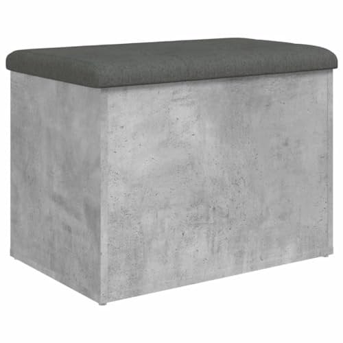 vidaXL Sitzbank, Bank mit Stauraum, Gepolstert Sitzhocker Schuhbank, Truhenbank Polsterbank Aufbewahrungsbox für Wohnzimmer Flur, Betongrau Holzwerkstoff