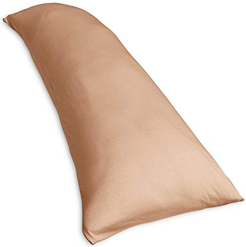 Traumreiter Seitenschläferkissen mit Bezug Baumwolle, Memory Foam Kissen Visco Gel Professional für Seitenschläfer, ca. 140x40 langes Lagerungskissen Erwachsene Side Sleeper Body Pillow (Sand Braun)