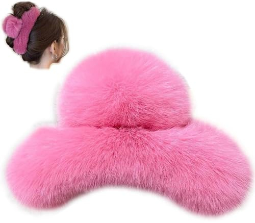 Große, Flauschige Plüsch-haarspange Für Damen, Flauschige, Flauschige Haarspangen Für Den Winter, Rutschfeste Haarklammern, Haarspangen Für Dickes Langes Haar