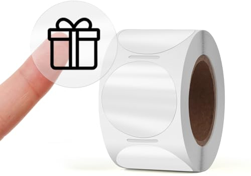 YIKIADA Transparente Punkte Thermo Etiketten Vinyl 38 mm Selbstklebend Rolle Siegel Adressaufkleber Wasserdicht Drucker Aufkleber für Logo Barcode QR Code Inventar 300 Stück