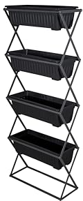 Top Home Solutions® Vertical Planter –Raised Garden Beds With 4 Removable Raised Planter Trays, Foldable Structure, Outdoor Indoor Planter Stand For Flowers, Vegetables and Herbs (Black)