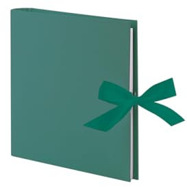 Rössler Fotoalbum Ringbuch mit Schleife | Geschenk Hochzeit | Weiße Seiten | 290x290mm | 1 Stück | Farbe: Grün, Blau, Opal
