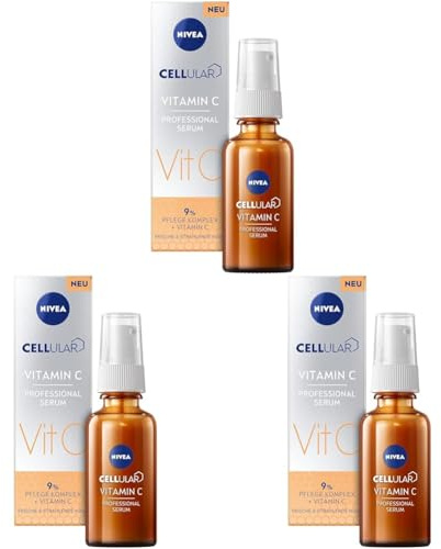NIVEA Cellular Professional Serum Vitamin C (30 ml), feuchtigkeitsspendendes Vitamin C Serum, Anti Falten Serum für einen ebenmäßigeren und strahlenderen Teint (Packung mit 3)