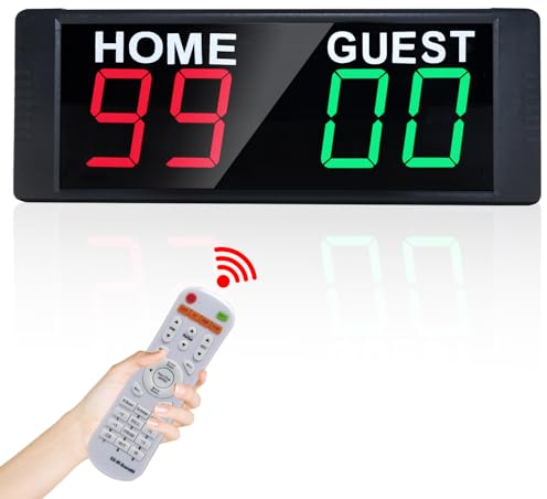 GAN XIN Anzeigetafel Elektronisch, Digitale Scoreboard 1.5 Zoll LED Anzeigetafel mit Fernbedienung für Basketball, Tennis, Volleyball, Baseball. Einstellbarer Helligkeit