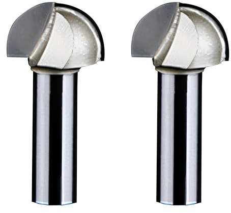 1/2-inch Shank, 1-inch Cutting Dia, 2-Flute, Carbide Tipped Groove Round Nose Core Box Router Bit, 2Pcs (1/2 x 1)