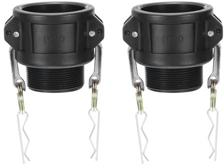 PATIKIL Raccords de Verrouillage à Came en Poly, 2 Pcs 1 Partie B Mâle Adaptateur x Femelle NPT Filetage Raccords de Tuyau à Rainure à Came, en Polypropylène, Noir