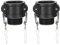 PATIKIL Raccords de Verrouillage à Came en Poly, 2 Pcs 1 Partie B Mâle Adaptateur x Femelle NPT Filetage Raccords de Tuyau à Rainure à Came, en Polypropylène, Noir