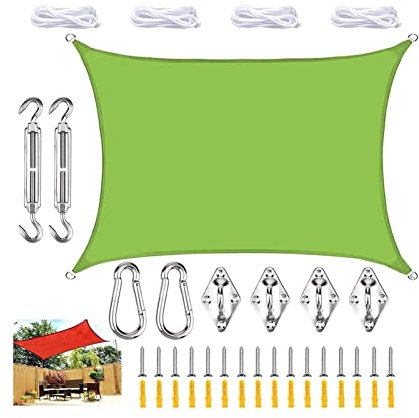 Tenda a Vela Tenda Da Sole Rettangolare 4 X 5 M, Protezione Solare, Impermeabile, Tenda Da Sole, Protezione UV, Tenda Da Sole Al 99% Con Occhielli, Rapida Dissipazione Del Calore For Balcone, Terrazza