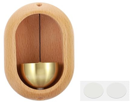 PATIKIL Shopkeepers Bell, Wood Door Chime Hanging Magnetic Door Bell Jingle Bells Animal Metal Doorbell with Self-adhesive for Door Opening Business When Entering Decoration, Beige, Oval