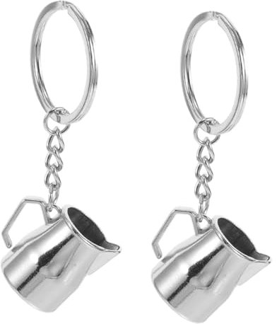 SAFIGLE 2pcs Mini Coffee Cup Keychain Espresso Frothing Pitcher Keychain for Backpack Purse Pendant Coffee Lovers