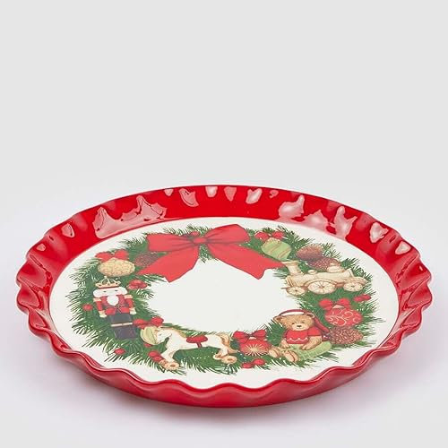 EDG Enzo De Gasperi Piatto Natale Xmas Rotondo H 3 Cm D 31 Cm Green Red