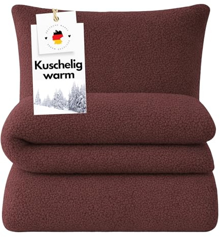 Carpe Sonno Warme Plüsch Bettwäsche 135x200 Plüsch - Teddy Fleece Bettwäsche 135 x 200 kuschelig - Winter Kuschelbettwäsche Felloptik - Winterbettwäsche flauschig aus 100% Mikrofaser - Rot