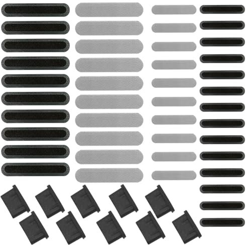 44 Pack Mesh Anti Dust Proof Adhesive Net Sticker with 10 Pcs USB C Anti Dust Plugs, Speaker Dustproof Cover with Dust Pluggy Kit Protects Charging Compatible with iPhone 16 15 14 13 12 11 Pro