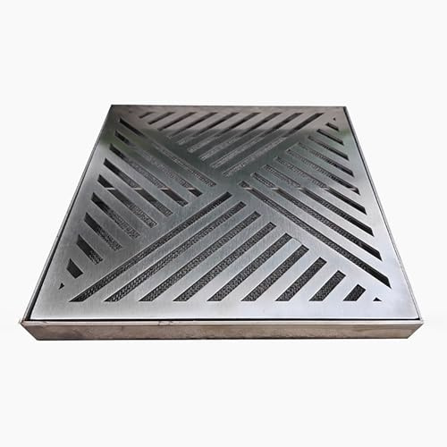 ZIMGOD Entwässerungsrinne Quadratische Abflussgitterabdeckung mit/Metallgitter und Rahmen, Bodenabläufe aus Edelstahl 304 für Beton, Abflusssieb/Abwasserabflussgitter(55x55x3cm (21.6x21.6x1.2in))