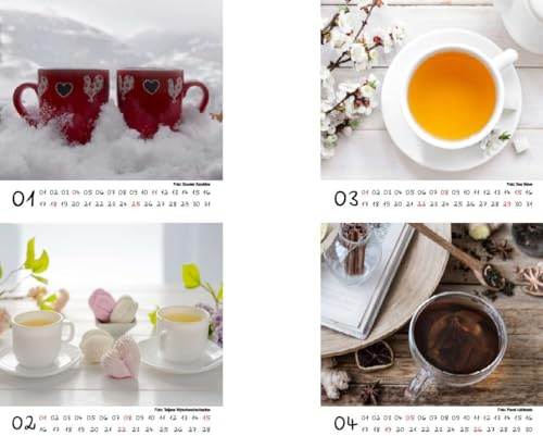 Teezauber Tischkalender 10cm x 10cm für 2026 Tee - Geschenkset Inhalt: 1x Kalender 1x Weihnachtsanhänger 1x Grußanhänger (gesamt 3 Teile)