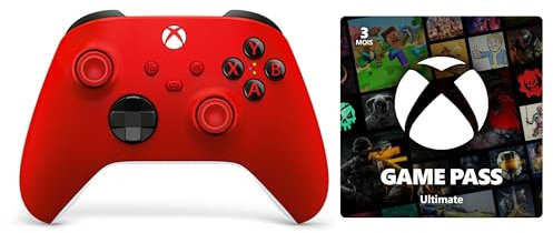 Xbox Manette sans Fil - Pulse Red PourSeries X, Series S, One, Windows 10 & 11, Android et iOS + Game Pass Ultimate - 3 Mois Abonnement