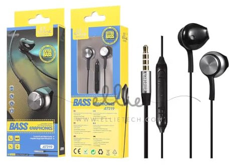 Genérico Auriculares Estéreo con Extra Graves - Control Remoto y Micrófono - Jack 3.5mm - Negro/Dorado - Sonido Envolvente para Música, iPhone, Android, PC