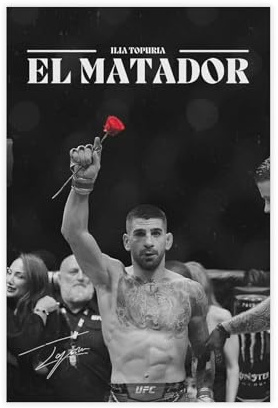 QGVBGF El Matador Ilia Topuria UFC Kampfposter, Leinwandposter, Wandkunst, Dekordruck, Gemälde für Wohnzimmer, Schlafzimmer, Dekoration, 20 x 30 cm
