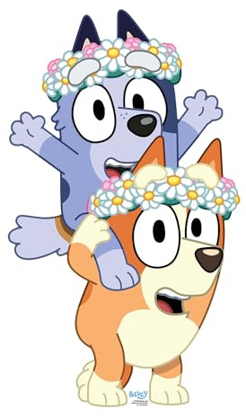 Star Cutouts SC4665 Bingo & Socks as Flower Girls Cardboard Cutout 95cm – Bluey Theme Birthday Party Decoration, Photo Prop & Kids Display