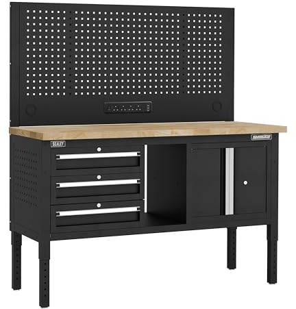 Sealey Superline PRO® Modular Workbench with 3 Drawers & Cupboard Wooden Worktop Adjustable Height 1525mm - APMWB60COMBO2W