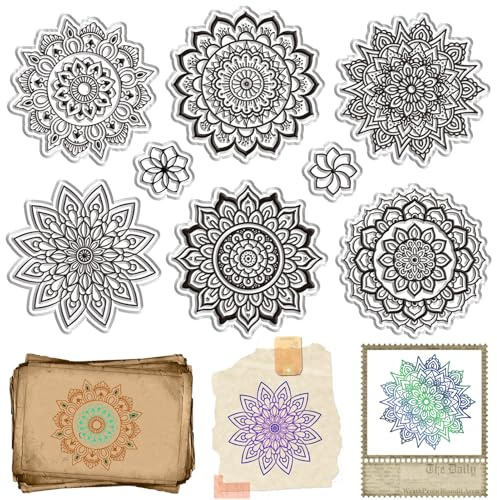 PRESSINART Silikon Blüten Stempel Boho Klare Stempel Blüten Gummivorlage Hintergrund Transparent Silikon Siegel Für DIY Scrapbooking Papier Kartenherstellung Fotoalbum Journal Dekoration 16x11cm