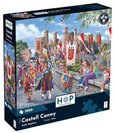 The House of Puzzles | Castell Conwy 1000 Piece Jigsaw Puzzle | Castle Theme | Artwork by Keith Stapleton | Premium FSC Board