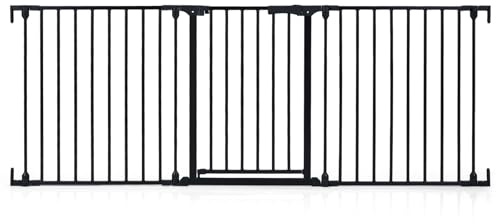 COSTWAY Treppenschutzgitter, 3-teilige Türschutzgitter 74,5–198 cm, Türgitter 270°drehbar aus Metall, Babygitter 180°Zweiwegeöffnung, Hundegitter für Kinder Sicherung & Haustier (Schwarz)