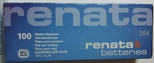 100 Piles Renata 364 oxyde d'argent bouton SR621SW 1,55 V Swiss Made