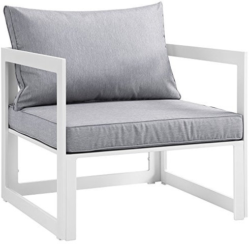 Modway Fortuna Aluminum Outdoor Patio Armchair in White Gray