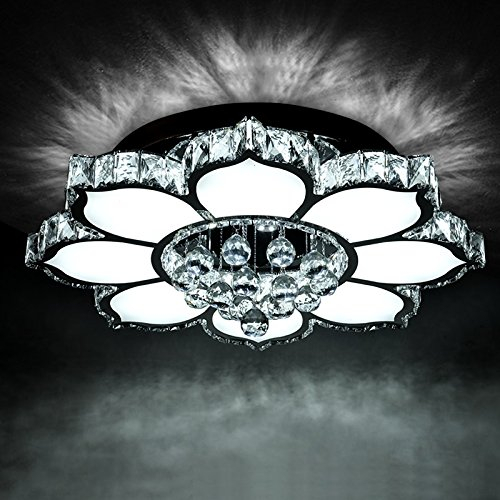 LED Deckenleuchte 3017-WJ-660 mm 132 W. Kristall 3x5 cm, Edelstahl, Acryl-Schirm mit Fernbedienung Lichtfarbe/Helligkeit steuerbar A+ LED Wohnzimmerleuchte Kronleuchte Pendelleuchte Deckenlampe