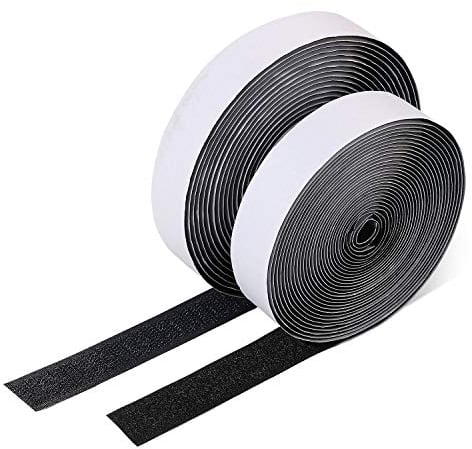 Vicloon Scratch Autocollant Double Face, 20mm*5m Bande Agrippantes Adhésives, Rubans Adhésifs Scratch Hook Loop, Bande Adhésif pour Ménage Bricolage l'artisanat Cadre Photo (Noir)