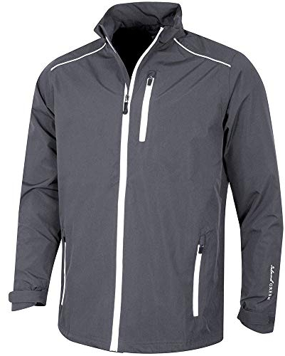 Island Green Fermeture éclair imperméable Coupe-Vent Respirant Sport Veste de Pluie Rain Jacket Mens, Charcoal/White, Medium