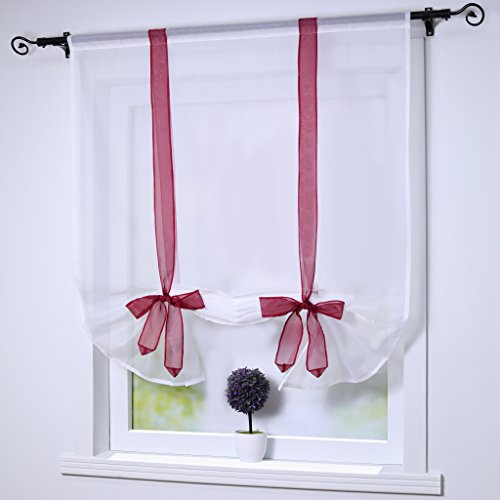 Joyswahl Raffrollo Voile Raffgardinen mit Tunnelzug Nina Bindegardine BxH 80x140cm Beere 1er Pack