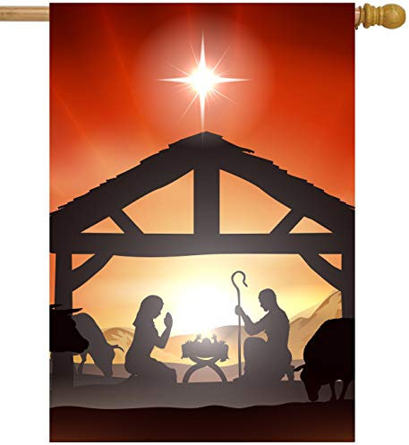 ShineSnow Traditionelle WinterFlagge für Weihnachten Geburt Geburt Geburt Geschichte Garten Hofflagge 30,5 x 45,7 cm doppelseitig Polyester Willkommen Haus Flagge Banner für Terrasse Rasen Outdoor