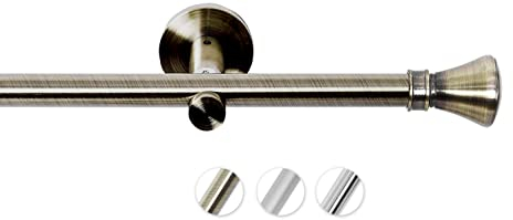 Rollmayer elegant und modern metall Antik Gold Vorhangstange/Gardinenstange Ø 19mm Rohr (120cm Prince, im Gold, 1-läufig) verschiedene Größen und Endstücken. Ohne Ringe!
