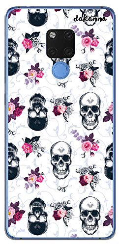 dakanna Custodia Compatibili con [Huawei Mate 20X] Trasparente con Disegni [Modello di Fiori e Teschi] in Morbida Silicone TPU Flessibile, Shell Case Cover in Gel per Smartphone