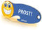 Einkaufswagenlöser ® SmilKey Prost! / Schlüsselanhänger Einkaufschip mit Schlüsselfundservice/Abziehbarer Einkaufswagenchip Metall, Chip Einkaufswagen, Key Finder / 1 Stück