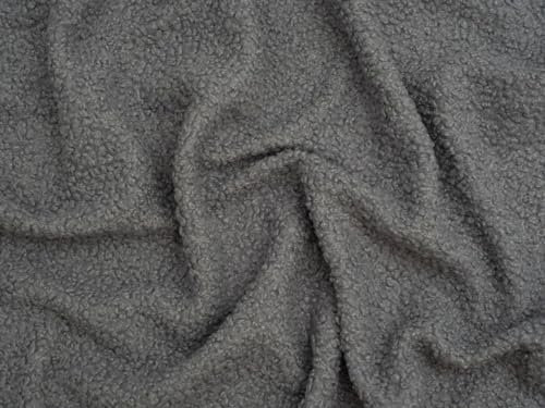 Minerva Crafts italienischer Teddy-Stoff, grau, Meterware
