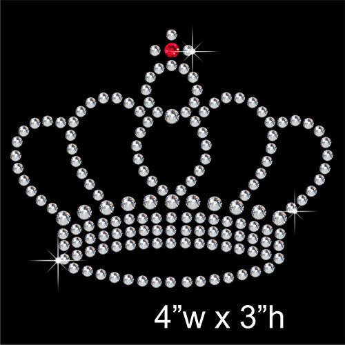 TShirt Showroom Crown Tiara 4 x 3 Hotfix Rhinestone Diamante Iron on Transfer Motif Applique
