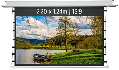 KIMEX - Ecran de Projection - A déroulement motorisé - Encastrable - Tensionné - 2,20x1,24m - Format 16:9 - Fonction Wi-FI - 048-5013W